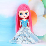 Max Fashion Sequin Gauzy Skirt Dress for 1/6 Blythe Doll Dress Up Accessory Blue