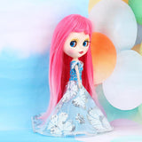 Max Fashion Sequin Gauzy Skirt Dress for 1/6 Blythe Doll Dress Up Accessory Blue