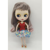 Max Fashion Floral Ballet Skirt Dress for 1/6 Blythe Doll Dress Up Accessory Red