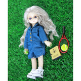 Max Lovely Denim Long Sleeve Jumpsuit Pants for 1/3 BJD Doll Clothes Accessories