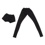 Max 2pcs Fashion Long Trouser Short Pants Suit for 1/6 BJD Girl Dolls Black