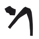 Max 2pcs Fashion Long Trouser Short Pants Suit for 1/6 BJD Girl Dolls Black