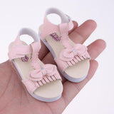 Maxbell Doll Sandals, Doll Shoes Fits 1/3 BJD Girl Dolls, PU Leather Bowknot Shoes Sandals (Pink)