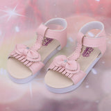 Maxbell Doll Sandals, Doll Shoes Fits 1/3 BJD Girl Dolls, PU Leather Bowknot Shoes Sandals (Pink)