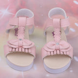 Maxbell Doll Sandals, Doll Shoes Fits 1/3 BJD Girl Dolls, PU Leather Bowknot Shoes Sandals (Pink)