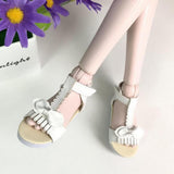 Maxbell Doll Sandals, Doll Shoes Fits 1/3 BJD Girl Dolls, PU Leather Bowknot Shoes Sandals (Pink)