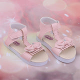 Maxbell Doll Sandals, Doll Shoes Fits 1/3 BJD Girl Dolls, PU Leather Bowknot Shoes Sandals (Pink)