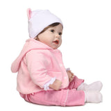 Max Lifelike 22inch Newborn Baby Doll Realistic Toddler Doll Pink Clothes Set