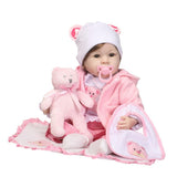 Max Lifelike 22inch Newborn Baby Doll Realistic Toddler Doll Pink Clothes Set