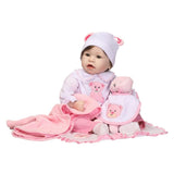Max Lifelike 22inch Newborn Baby Doll Realistic Toddler Doll Pink Clothes Set