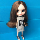 Max Lovely Doll Sleeveless Tube Dress Skirt for Blythe Doll Clothes Accs Gray