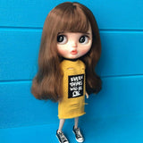 Max Lovely Doll Sleeveless Shift Dress for Blythe Doll Dress up Accs Yellow