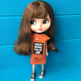 Max Lovely Doll Sleeveless Tube Dress Skirt for Blythe Doll Clothes Accs Orange