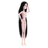 Maxbell Girl 14 Jointed Movable Nude Doll Body Parts 1/6 BJD Doll Toys (Black Hair)