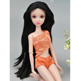 Maxbell Girl 14 Jointed Movable Nude Doll Body Parts 1/6 BJD Doll Toys (Black Hair)