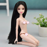 Maxbell Girl 14 Jointed Movable Nude Doll Body Parts 1/6 BJD Doll Toys (Black Hair)