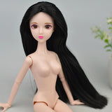 Maxbell Girl 14 Jointed Movable Nude Doll Body Parts 1/6 BJD Doll Toys (Black Hair)