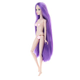 Maxbell Girl 14 Jointed Movable Nude Doll Body Parts 1/6 BJD Doll Toys (Purple Hair)