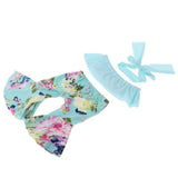 Max Fashion Floral Top & Pants Set for 18inch Doll Accs Light Blue