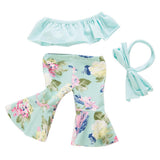 Max Fashion Floral Top & Pants Set for 18inch Doll Accs Light Blue