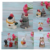 Max 1/12 Kitten Animal Model Miniature Dollhouse Figurine Shiba Inu with Cake