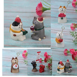 Max 1/12 Kitten Animal Model Miniature Dollhouse Figurine Shiba Inu with Cake