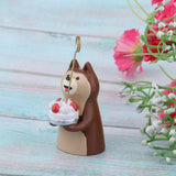 Max 1/12 Kitten Animal Model Miniature Dollhouse Figurine Shiba Inu with Cake