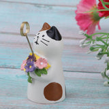 Max 1/12 Dollhouse Miniature Cat with Flower Model Home Desk Top Ornament Gift