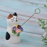 Max 1/12 Dollhouse Miniature Cat with Flower Model Home Desk Top Ornament Gift