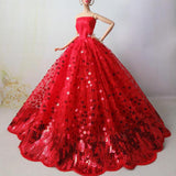Max Elegant Doll Wedding Tube Princess Dress for 30cm Girl Dolls Accessory Red