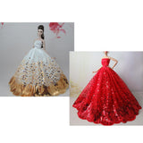 Max Elegant Doll Wedding Tube Princess Dress for 30cm Girl Dolls Accessory Red