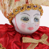Max 6inch Porcelain Triangel Doll Clown Doll Home Desk Display Ornaments Golden