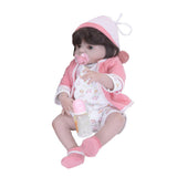 Max Lifelike 22" Full Silicone Reborn Doll Newborn Baby Girl Doll Pink Rompers