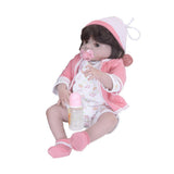 Max Lifelike 22" Full Silicone Reborn Doll Newborn Baby Girl Doll Pink Rompers