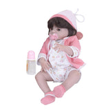 Max Lifelike 22" Full Silicone Reborn Doll Newborn Baby Girl Doll Pink Rompers