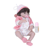 Max Lifelike 22" Full Silicone Reborn Doll Newborn Baby Girl Doll Pink Rompers