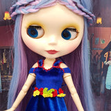 Max Stylish Party Costume Flannel Evening Dress Gown For Blythe Doll Dark Blue