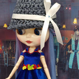 Max Stylish Party Costume Flannel Evening Dress Gown For Blythe Doll Dark Blue