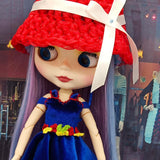 Max Stylish Party Costume Flannel Evening Dress Gown For Blythe Doll Dark Blue