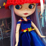 Max Stylish Party Costume Flannel Evening Dress Gown For Blythe Doll Dark Blue