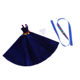 Max Stylish Party Costume Flannel Evening Dress Gown For Blythe Doll Dark Blue