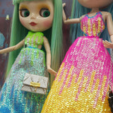Max 1/6 Fashion Sequin Backless Evening Dress for Blythe Doll Dress Up Accessory
