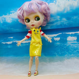 Max 1/6 Lovely Suspender Skirt with Striped T-shirt Set for Blythe Doll Dress Up