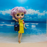 Max 1/6 Lovely Suspender Skirt with Striped T-shirt Set for Blythe Doll Dress Up