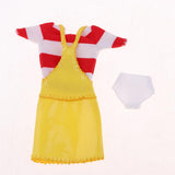 Max 1/6 Lovely Suspender Skirt with Striped T-shirt Set for Blythe Doll Dress Up