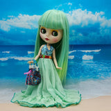 Max 1/6 Trendy V-neck Beach Gauzy Dress Green for Blythe Doll Dress Up Accessory