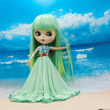 Max 1/6 Trendy V-neck Beach Gauzy Dress Green for Blythe Doll Dress Up Accessory