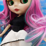 Max 1/6 Trendy Irregular Gauzy Dress Black White for Blythe Doll Dress Up Accs
