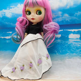 Max 1/6 Trendy Irregular Gauzy Dress Black White for Blythe Doll Dress Up Accs