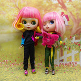 Max Stylish Sports Costume Set Hooded Pullover & Trousers For Blythe Doll Black